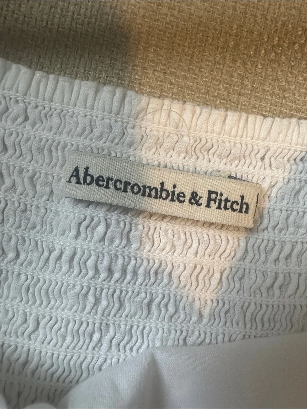 Abercrombie White Square-Neck Puff Sleeve Peplum Blouse